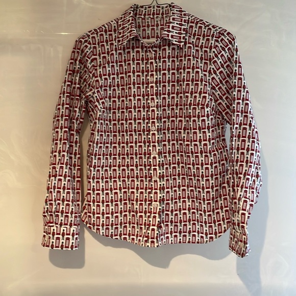 Talbots Cotton Shirt Phone Box Print Royal Guard London Petite Size PXS. NWOT - Picture 2 of 4